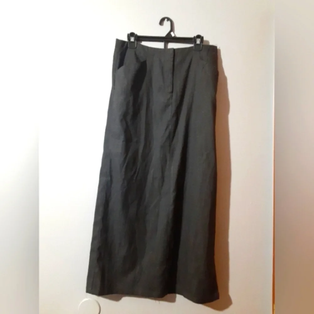 Tangents Women's Long Skirt Dark Gray Front Back Pockets Size 9/10 Prarie Peasan